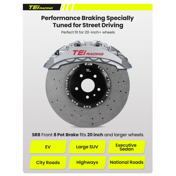 TEI SR8 8 Piston Split Forged Caliper  Carbon Ceramic Disc Big Brake Kit for Ford Explorer ST 2020 2021 2022