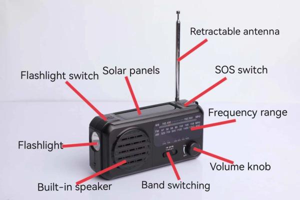 O rádio recarregável 400g da manivela do cabo do Usb portátil É rádio do interruptor de FM com orador