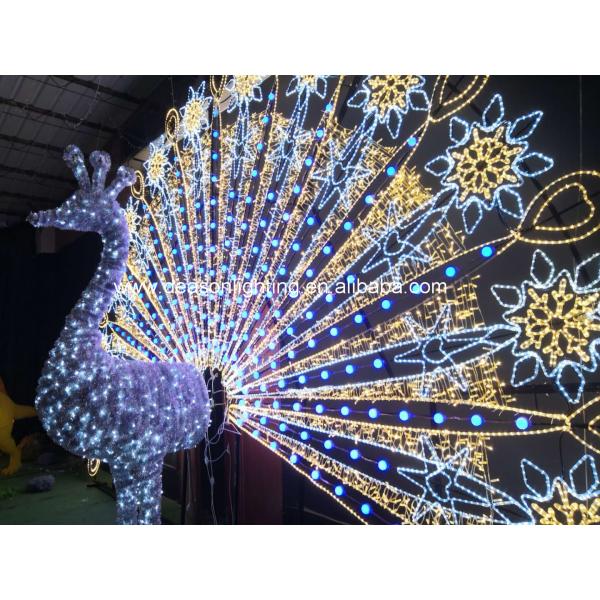 New Christmas Wedding Festival Outdoor Large Size 3D LED Sculptures Peacock Motif Light For Sale
