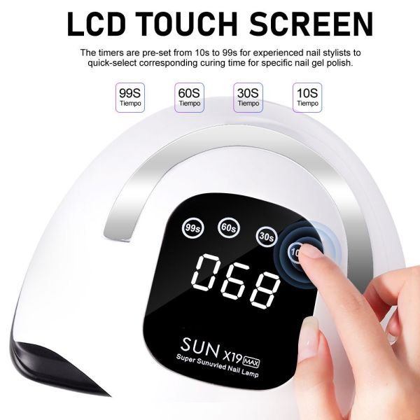 220W UV Nail Lamp with 72 UV/LED Lamp Beads and 365nm+405nm Wavelengths for Fast Curing of Gel Polish
