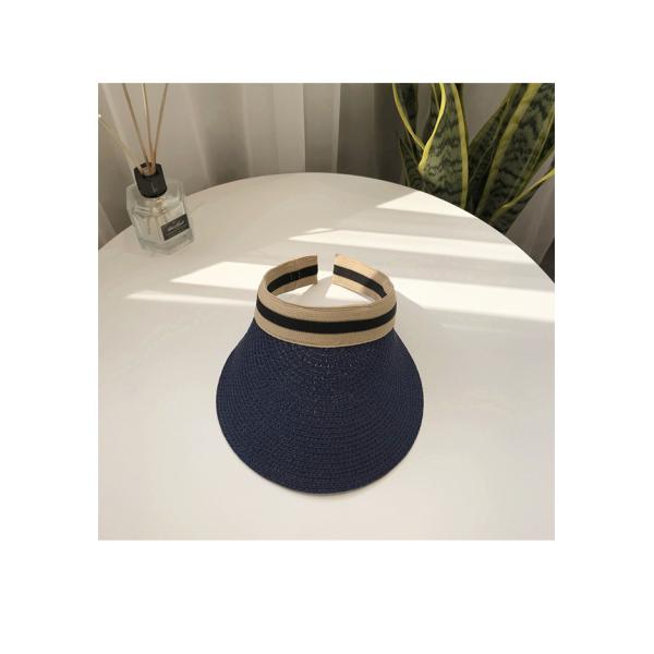 Sun Beach Leisure Visor Hat in Korean Straw Woven Design for Summer Outdoor Activities