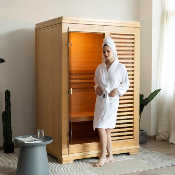 SASO 2 Person Red Cedar Solid Wood Dry Heat Steam Sauna For Home