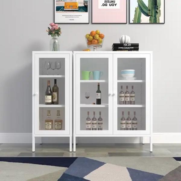 Colorful Bookcase Home Office Corner Storage Cabinet With Double Doors