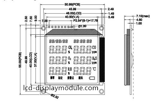 Orange Color LED LCD Panel Screen Customized FSTN Segment Monochrome 3.3V