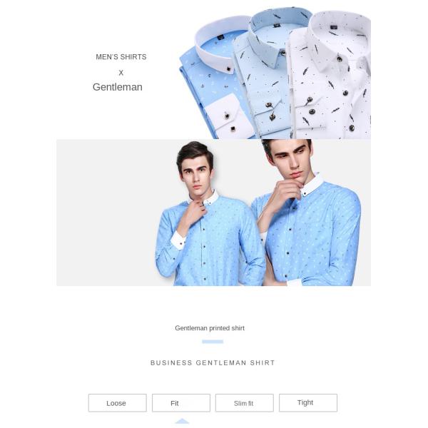 Men's Slim Plaid Printed Long-Sleeved Shirt 100% Polyester Fabric Type and Zipper Closure