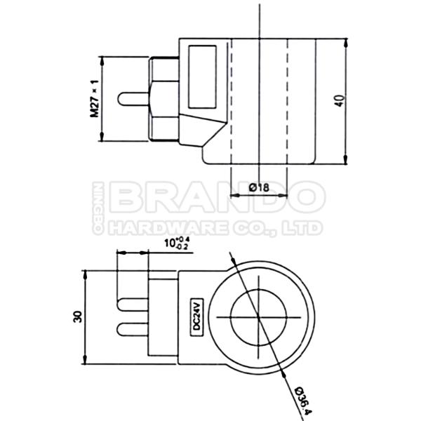 Тип гидравлический DC 19W 3003138 24DK-40-1836 Hydac катушки 24V клапана соленоида