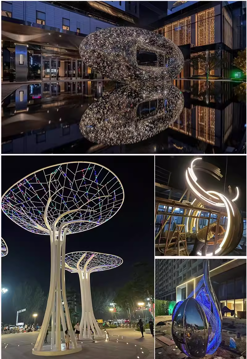 Custom Stainless Steel Lotus Flower Sculpture Art Installation Outdoor Decorative Modern Garden Yard Decoration