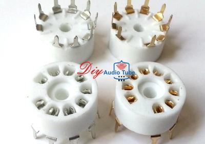 Gold plated 9Pin ceramic Vacuum tube Socket PCB Mount for 12AT7/ECC81 12AU7/ECC82 12AX7/ECC83 6DJ8 EL84