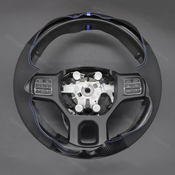 Custom Hand Stitching Carbon Leather Steering Wheel Cover for Dodge RAM 1500 3500 2013 2014 2015 2016 2017 2018