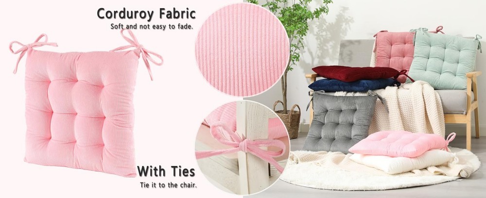 15.7 X 15.7 In Warm Corduroy Cushion Chair Pink Cord Cushions With Ties