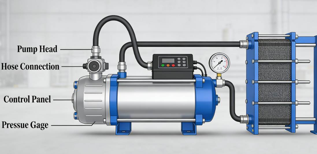 Horizontal Precision Flushing Pump For Industrial Plate Heat Exchanger Channel Professional Cleaning And  Maintenance Solution