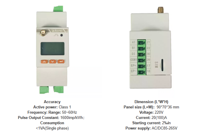 Acrel ADW310 однофазный беспроводный счетчик энергии Iot с RS485 Din Smart Meter с внешними трансформаторами