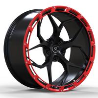 Les rais noirs Monoblock les anneaux de 1 de morceau couverture rouges forgés de luxe de roues allient des jantes