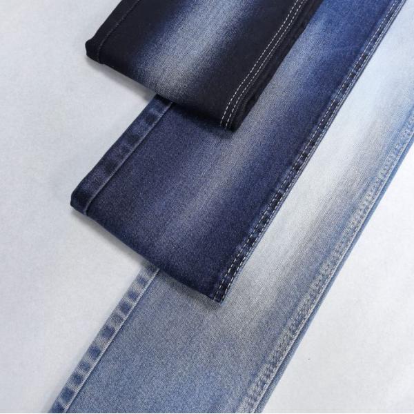 Super suave de tres núcleos de alto estiramiento Eco-amigable 11.5 oz JSD3159 azul oscuro tejido de denim ancho 160-161cm