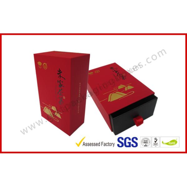 Soft Paper Luxury Gift Boxes / Drawer Tea Box with Hot stamp Logo in Gold