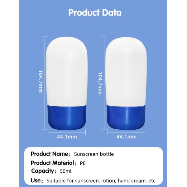 50 ml de protetor solar PE azul e branco embalagem para cuidados com a pele UKL33F