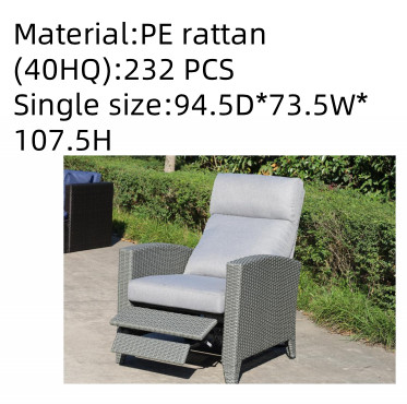 Modern Recliner Dual For Sitting Lying Functional Rattan Sofa Set Furniture