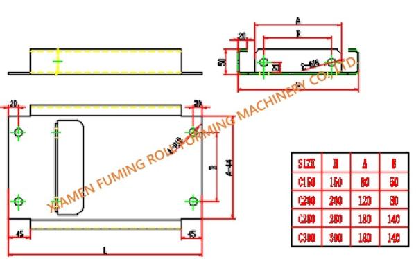 C Purlin Roll Former Powerful 22kW Fully Automatic Roll Forming Machine