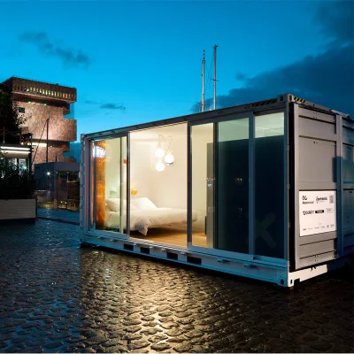Maison de conteneurs personnalisée à couleur élargie avec cadre et construction en acier léger