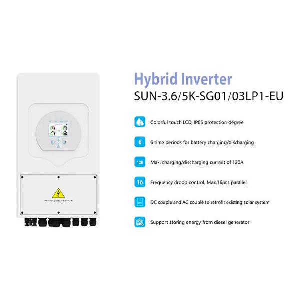 Гибридный солнечный инвертор SUN-14K-SG01LP1-EU с чистой синусоидой мощностью 14 кВт IP65 2MPPT