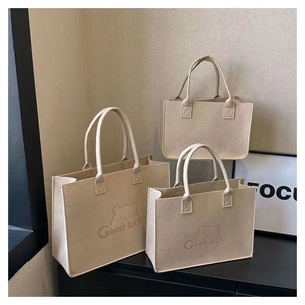 Factory Price Carry Tote Shopping Bag Felt Grocery Tote Bag Large Portable Handbag Reusable Gift Bag For Party Favors Gym Beach DIY Handcraft