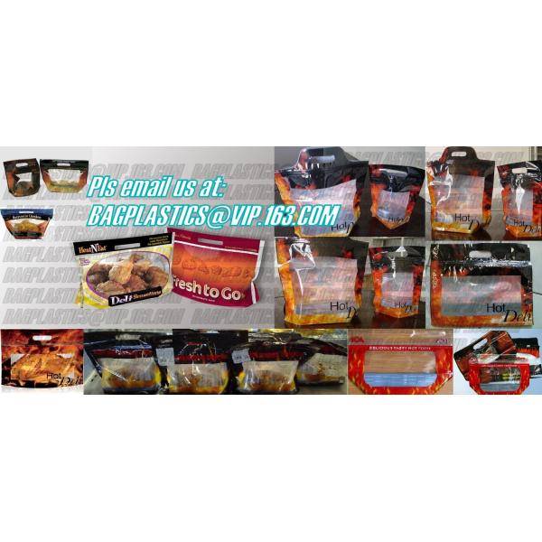 Resealable Rotiserrie Chicken pouch Bags, Anti Fog, Grill, Oven, Roasted, Hot meat Bag Packing With Window