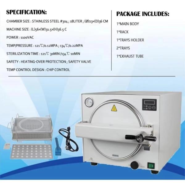 Хорошая цена Больница Стерилизатор оборудование Стоматологическая клиника 18L Класс N Стоматологический автоклав