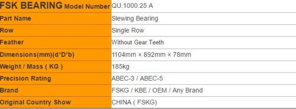 Single Row Four-Point Contact Ball Type QU.1000.25 A Slewing Ring Bearing