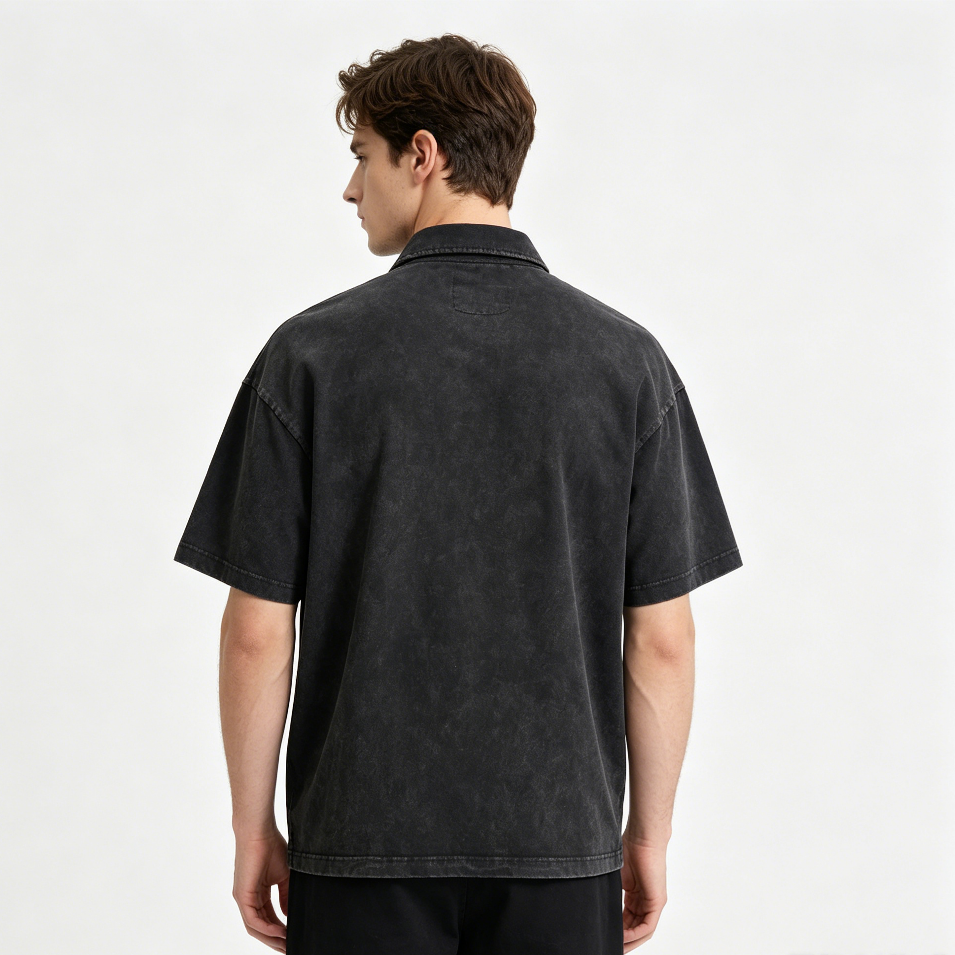 Vintage Washed Heavyweight Polo Shirt Collared Washed Vintage T Shirt Half Sleeve For Teenagers