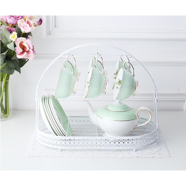 Gold Plated Six Hooks Tea Cup Holder Stand For Decoration