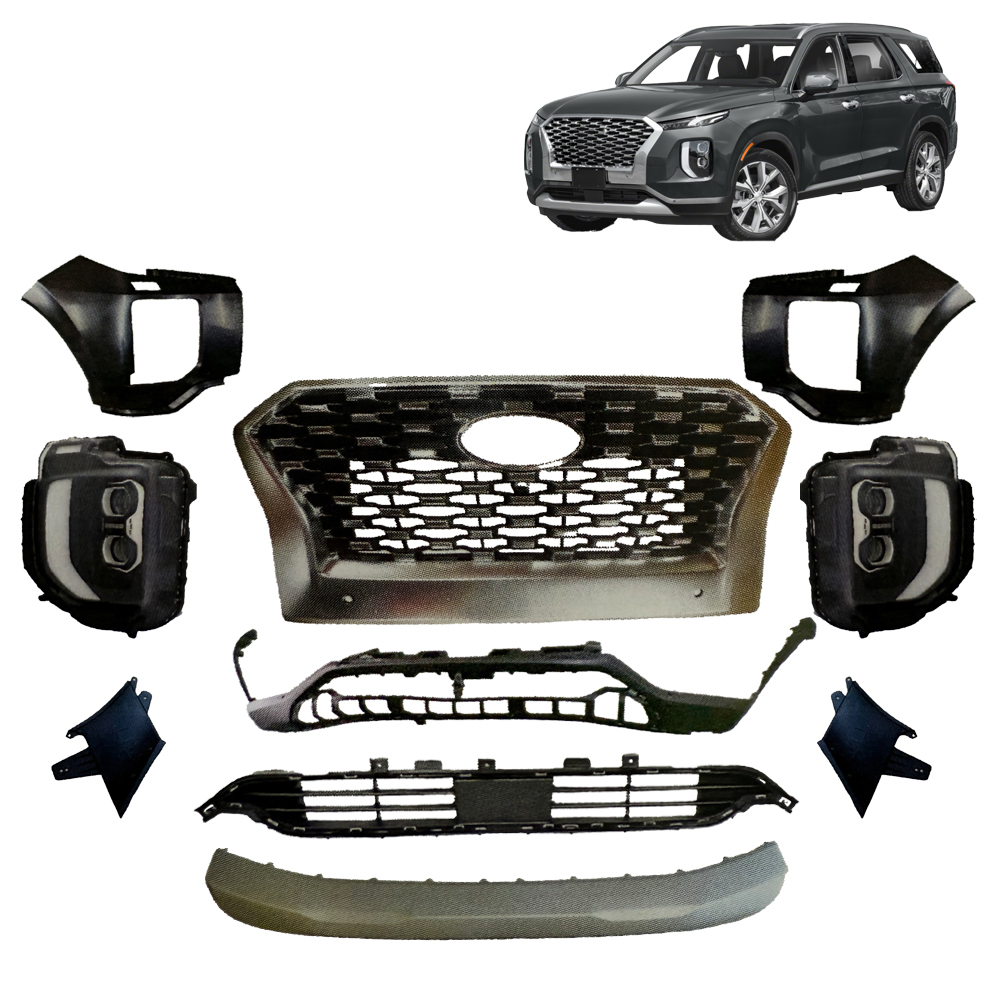 86512-S8000 86350-S8000 Full Front Bumper Assembly Kit Fit Hyundai Palisade 2020-2022 Base Trim Aftermarket Primed Bumper Cover Complete Replacement Set