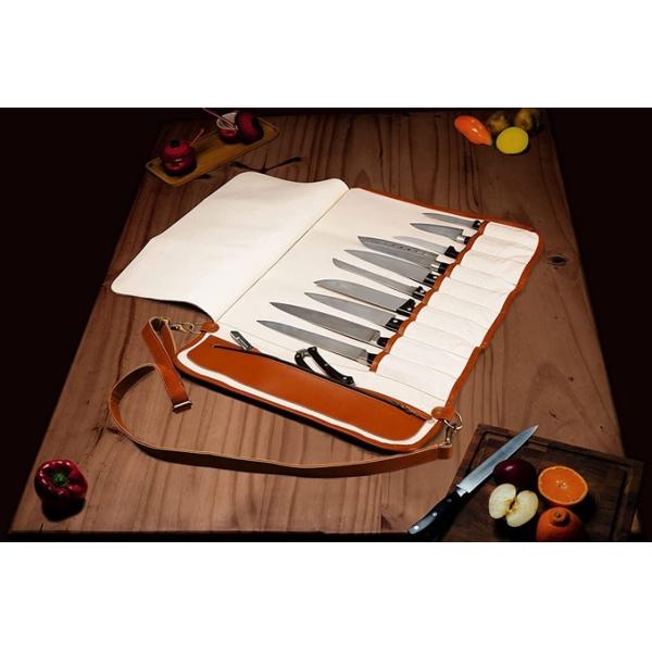 Pocket Knife Storage Bag Vegan Leather Small Chef'S  Carrier 17x7.5x1.5