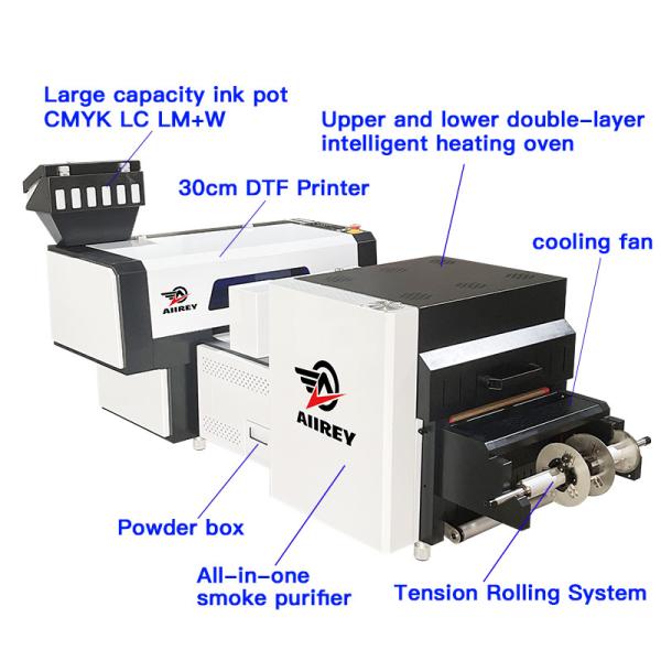 A2 T - Shirt DTF Printer Machine Double Head Nine Color CMYK W LC LM NM NY