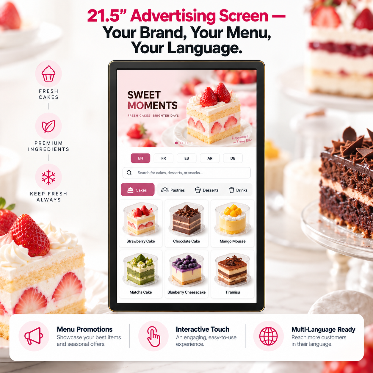 Winnsen Smart Refrigerated Vending Machine with Elevator for Cake Shop Dessert Display