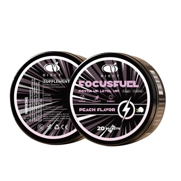 Peach Flavor Energy Pouch with Vitamin B12 and Mushroom Supplement for Daily Boost