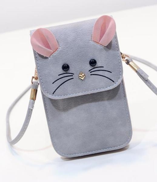 Female, vertical section 2016 new envelope bag phone purse cute mouse