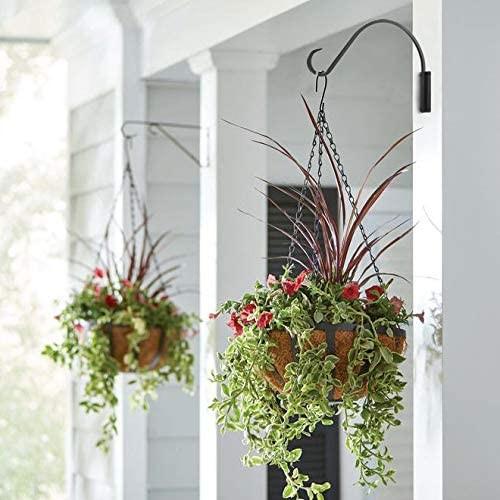 Gancho de planta giratório preto padrão para cesto de flores pendurado Lanterna de vento e mais