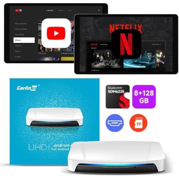 Carlinkit Tbox UHD TV Box Android 13 Wireless Adapter CarPlay AI Box SM6225 8Gb Adapter 4K HD Video Output