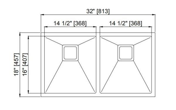 Durable Undermount Stainless Steel Kitchen Sink With Pretty Square Drain Hole