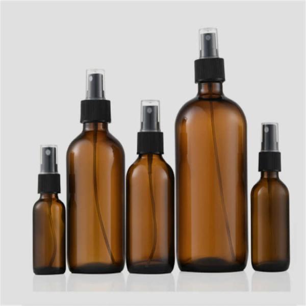 Portable Reusable Glass Mister Bottle , Hard Amber Boston Round Spray Bottle