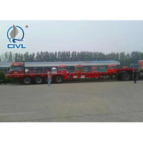 4 Axles Flatbed Manual Semi Trailer Trucks with Four Double Air Chamber