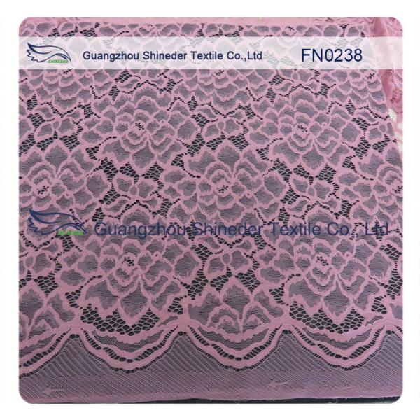 Fancy Pink Scallop Nylon Wedding Lace Fabric ±140CM Width For Summer Clothes