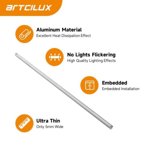A220T bande incrustée ultra-mince Aluminium silicone léger CRI>90 3000/4000/6500k DC12V 6W/M 2010beads/192PCS/M Longueur du câble 1500mm