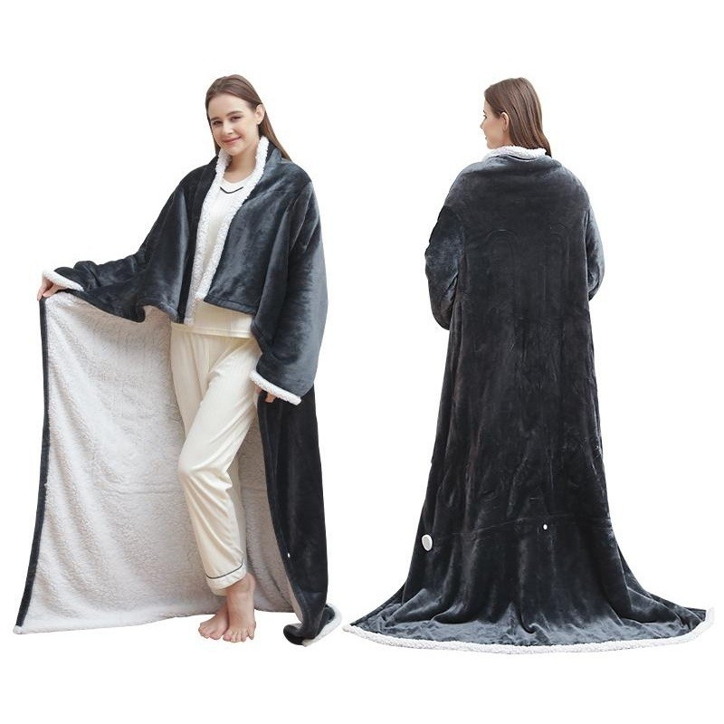 Customized Wearable Electric Heated Throw Blanket with Foot Pocket and Sleeves