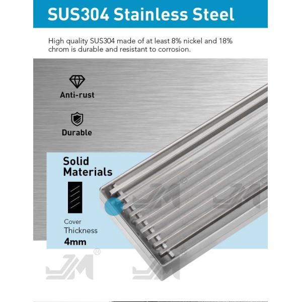 24 Inches Linear Shower Floor Drain With Removable Bars Pattern Grate