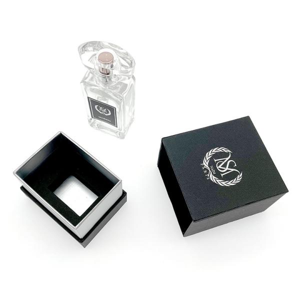 Empacotamento feito sob encomenda da caixa do perfume de Logo Texture Black Paper Gift da folha de prata