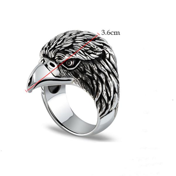 Men's Sterling Silver Vintage Animal Series Eagle Head Ring (042941)