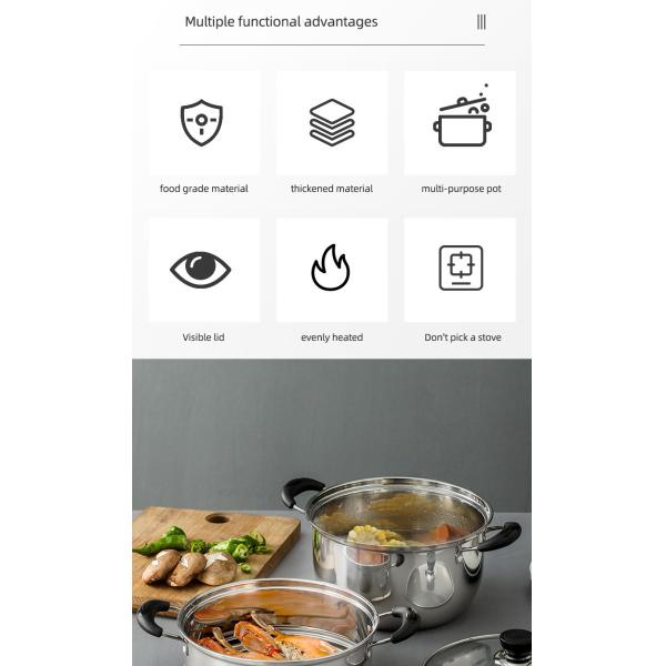 Wholesale TOP Seller Cookware Silver Cooker Soup Pots Round Steamer Cooker Steam Cooking Pot For Kitchen