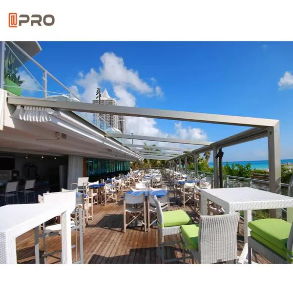 Outdoor Aluminum Frame Pvc Awning Sunshade Waterproof  Retractable Roof Awning Pergola