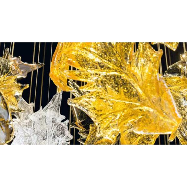 Vidrio de arte de ámbar claro Hojas de candelabros Decoración del vestíbulo Gran vestíbulo Gran hotel candelabros Decoración de candelabros de hojas de arce